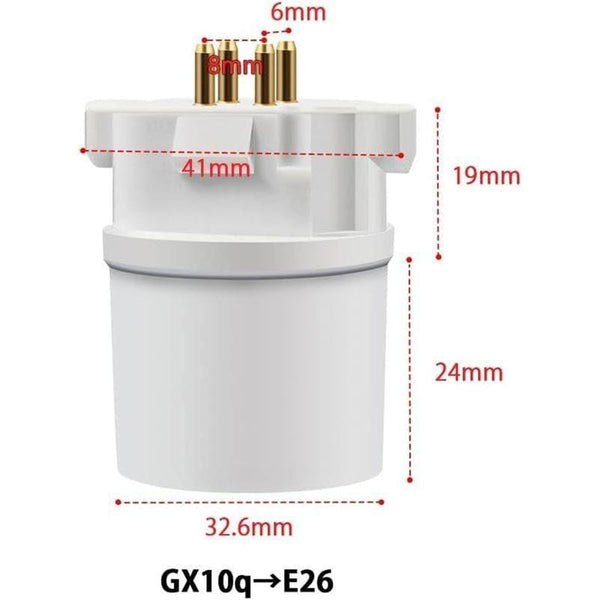 億兆堂 口金変換アダプター GX10q⇒E26 変換ソケット 延長ソケット 可変式ソケット 高品質な材質 使いやすい 照明補助器具 口金変換 家庭用 業務用 ホワイト【6個入り】